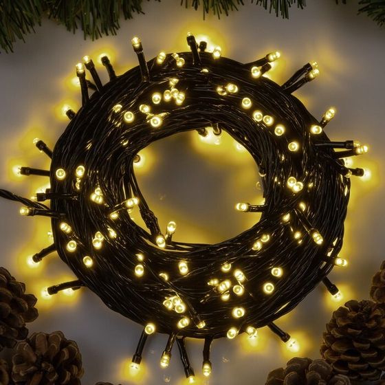 УЦЕНКА Гирлянда «Нить», 20 м, IP20, 200 LED, 220 В, 8 режимов, свечение тёплое белое