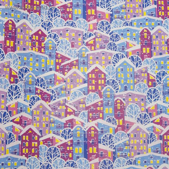 !09 Бумага упаковочная 4 листа крафт, "Зимний город", 50 х 70 см
