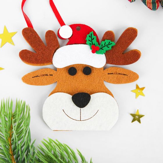 !09 Комплект из 4-х наборов - Ёлочная игрушка из фетра «Новогодний олень», своими руками