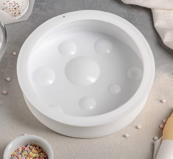 !09 Форма силиконовая для муссовых десертов и выпечки «Луна», 19,5×4,7 см, цвет белый