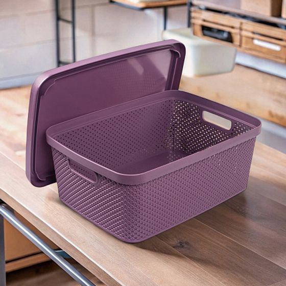 Коробка для хранения DIAMOND фиолетовая M 13л с крышкой