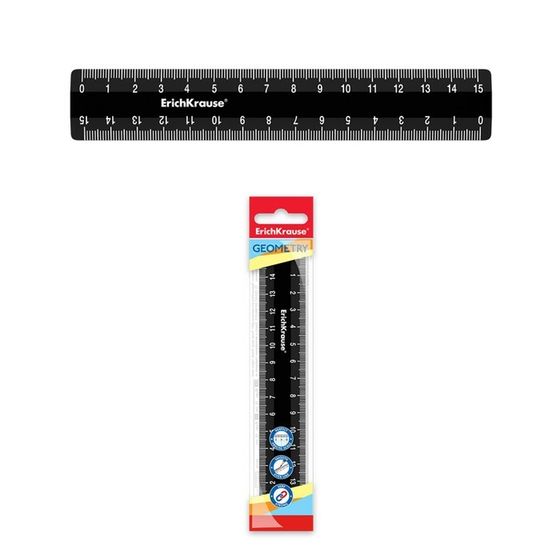 Линейка 15 см ErichKrause Classic, чёрная, во флоупаке