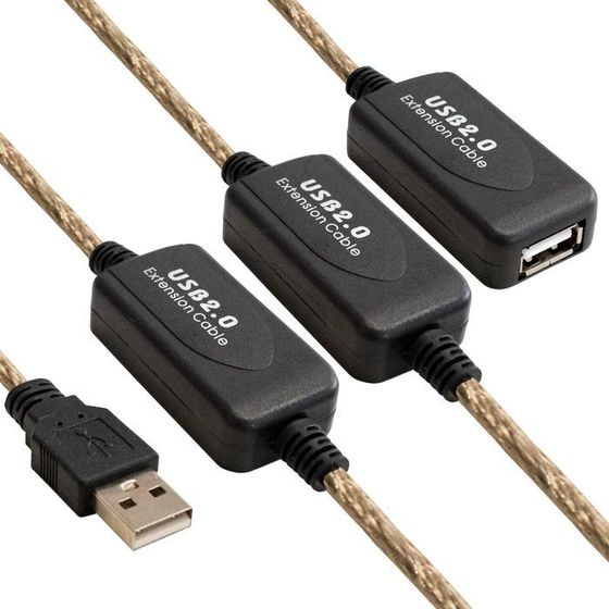 Кабель-удлинитель ретранслятор ExeGate USB 2.0 A(m) - A(f) 25м черный (EX-UAE-AMAF-25.0)/(EX294769RUS)