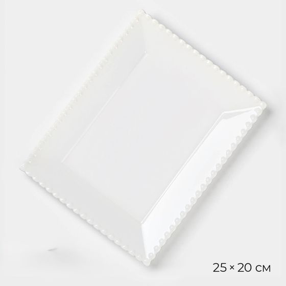 !09 Тарелка «Лакомка», 25×20 см, прямоугольная, фарфор, белая