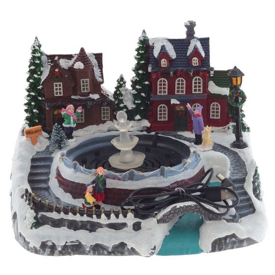 Фигурка декоративная &quot;Рождество&quot; (4 мелодии, подсвет, движ, фонтан 3xAA н/п, +USB), L26,5 W23 H19 см