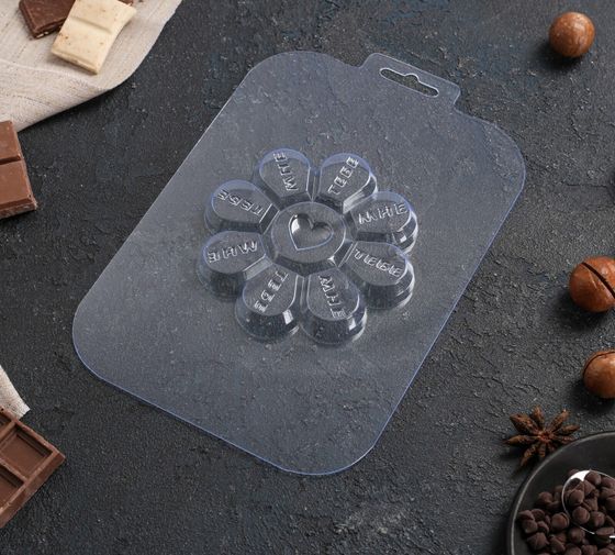 !09 Форма для шоколада и конфет «Любовная Ромашка», цвет прозрачный