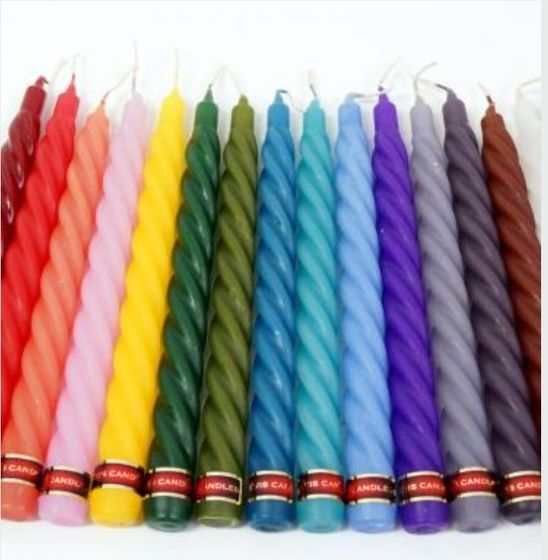 !09 НАБОР 10 ШТУК - Свеча &quot;Борокко&quot; витая 240 мм цвет сиреневый