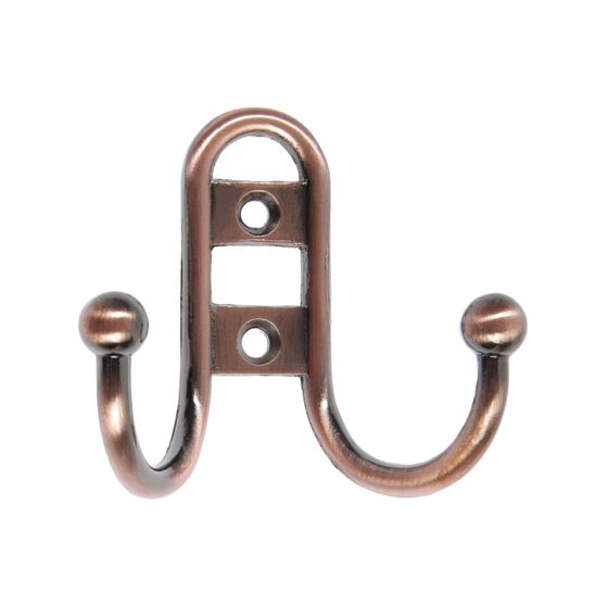 !09 Набор из 10-ти штук - Крючок мебельный ТУНДРА TKD016, двухрожковый, медь