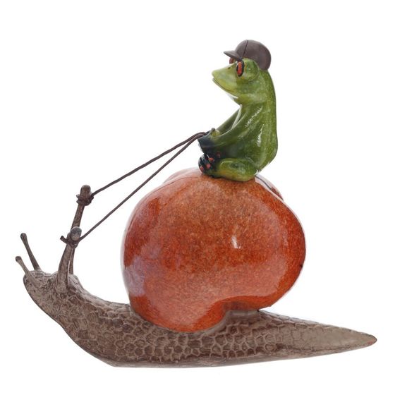 Фигурка декоративная "Лягушка на улитке", L14 W6,5 H12,5 см