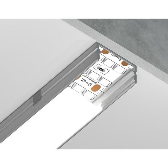 Профиль алюминиевый накладной Ambrella Illumination Alum Profile, GP2001AL, 2000х10х20.5 мм, цвет серебро, матовый рассеиватель