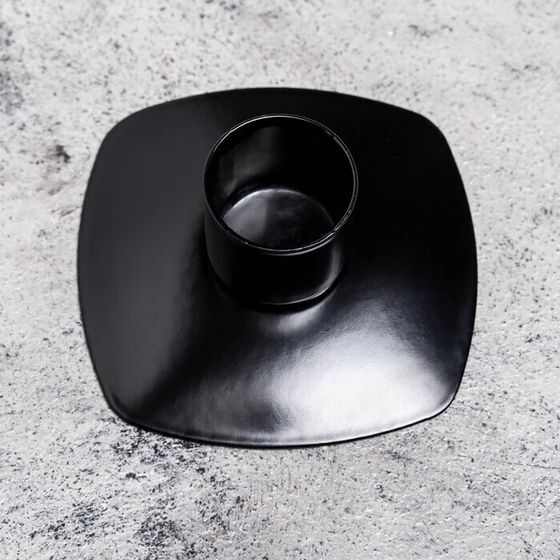 !09 Подсвечник "Квадрат" металл на 1 свечу, 7х3 см, чёрный муар