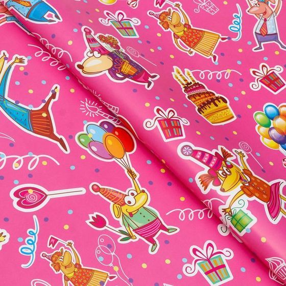 !09 Бумага упаковочная 2 листа глянцевая "Праздник", 100 х 70 см.