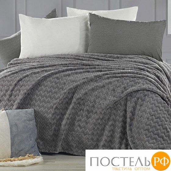 Плед KARVEN Super Soft &quot;BENZIA&quot; 200*220 п/э евро Р 944 т.серый