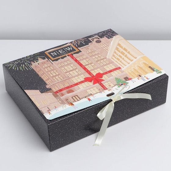 Складная коробка подарочная «Новогодний город», 31 x 24,5 x 9 см (2 штуки)