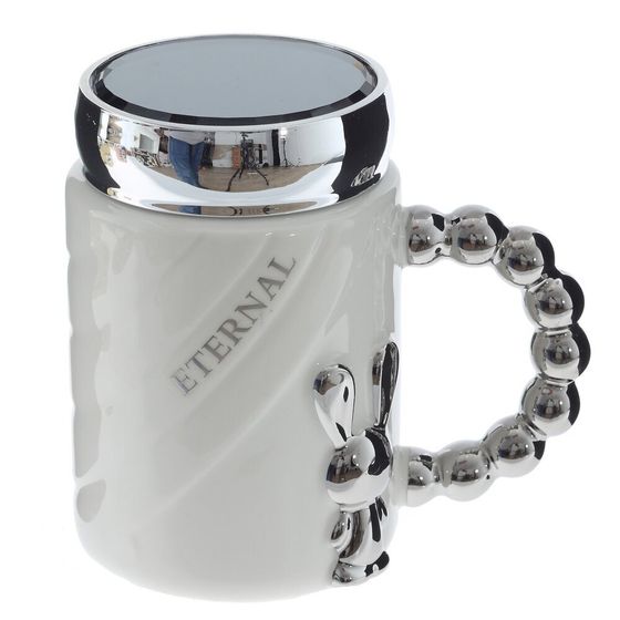 Кружка с крышкой, L6,8 W6,8 H12,5 см, дизайн микс