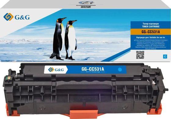 Картридж лазерный G&amp;G GG-CC531A голубой (2800стр.) для HP CLJ CP2020/CP2025/CM2320 MFP