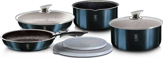 НАБОР ИЗ 9 КАСТРЮЛЕЙ ДЛЯ ГОТОВКИ Berlinger Haus CLICK COOK BERLINGER HAUS METALLIC LINE AQUAMARINE BH-6146
