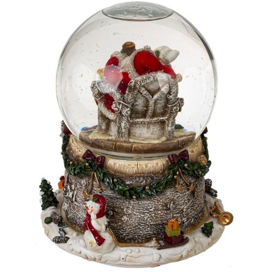 Фигурка декор в стекл шаре &quot;Дед Мороз&quot; (подсвет, муз и движ 3xAAA н/п) D9,5 см, L12,5 W12,5 H15,5 см