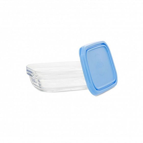 Контейнер FRESHBOX 0.39л прямоугольный с голубой крышкой