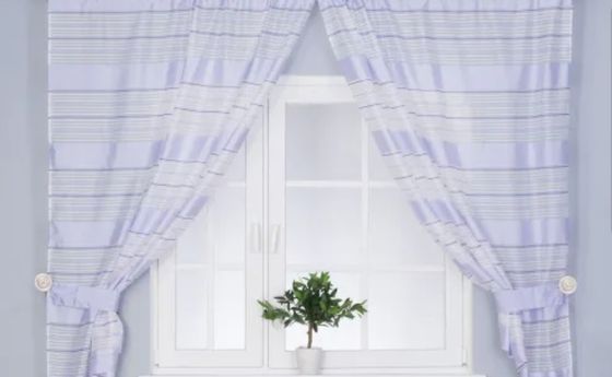 !09 Комплект штор " Зебра" 145*180 сиреневая, 2 шт., 2 подхвата, шторная лента