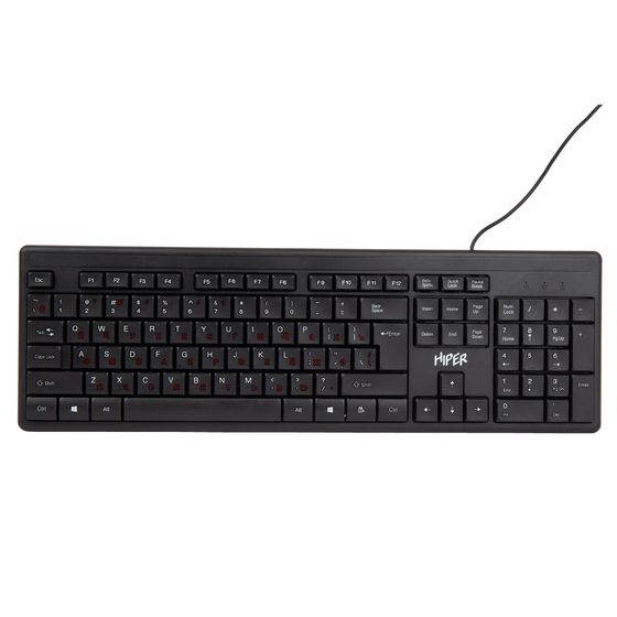 Клавиатура Hiper OK-1100 Мебранная, 104к, кабель 1.5м, USB