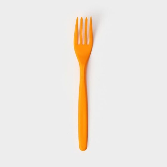 Вилка пластиковая одноразовая «Премиум», 18 см, 100 шт/уп, цвет оранжевый