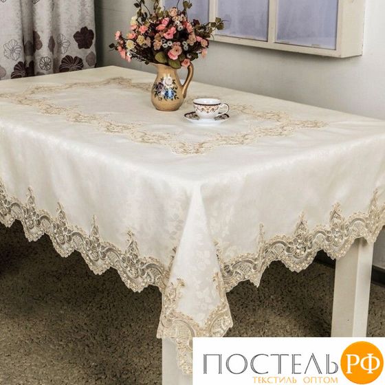 Скатерть &quot;Карвен&quot; жаккард с гипюром 160*300 М 611-5 белый