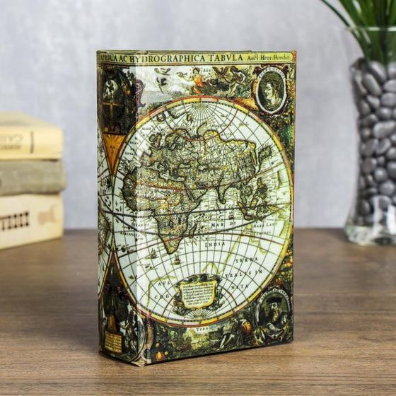 Шкатулка книга-сейф «Карта первооткрывателей», дерево, 21×13×5 см