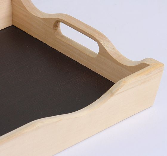 !09 Поднос деревянный фигурный для завтрака со вставкой, цвет венге, МАССИВ, 49х6х28,5см