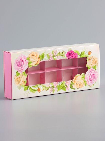 Коробка складная для 10 конфет &quot;Самой прекрасной&quot;, 9,8 х 22 х 3,5 см. Кондитерская упаковка