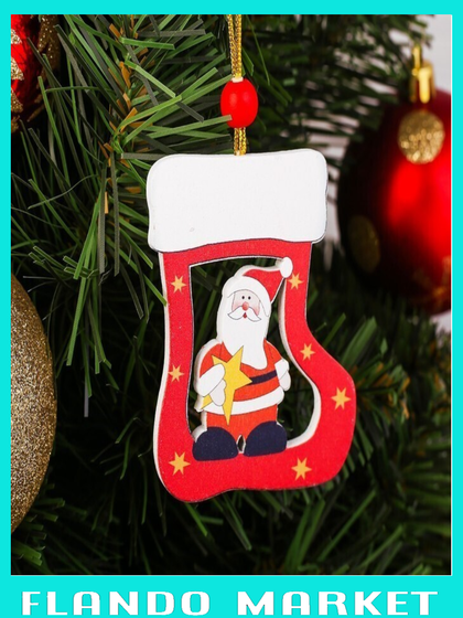 !09 Набор новогодних подвесок(набор 4 штуки):«Валенок с сюрпризом» 7 см. + «Дом пряник» 7 см. + "Елочка" 8,5 см. + «Скандинавский колокольчик» 7 см.дизайн МИКС