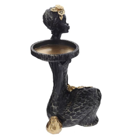 Фигурка декоративная "Африканка" с подставкой д/мелочей, L16,5 W12,5 H24 см