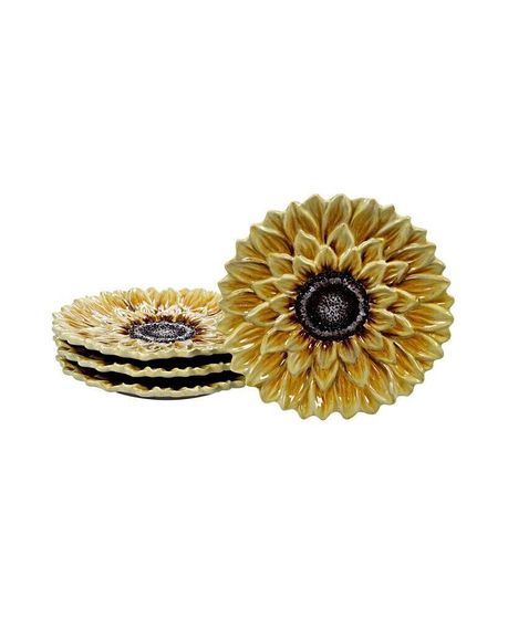 Sunset Sunflower 4-Pc. 3-D Dessert Plate