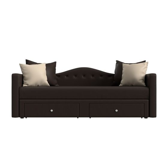Детский прямой диван «Дориан», экокожа, цвет коричневый / бежевый