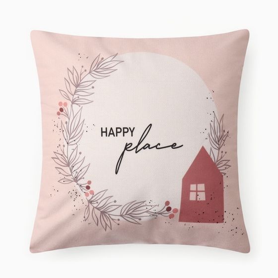 Чехол на подушку Этель &quot;Happy place&quot;, 40*40 см, 100 п/э, велюр