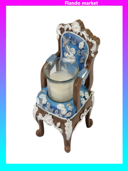 !09 Подсвечник декоративный со свечой &quot;Трон&quot; синий