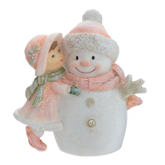 Фигурка декоративная &quot;Девочка и снеговик&quot;, L11 W6 H11 см, 2в.
