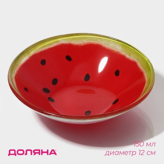 Салатник Доляна «Арбуз», 150 мл, 12×2.5 см, стекло, красный