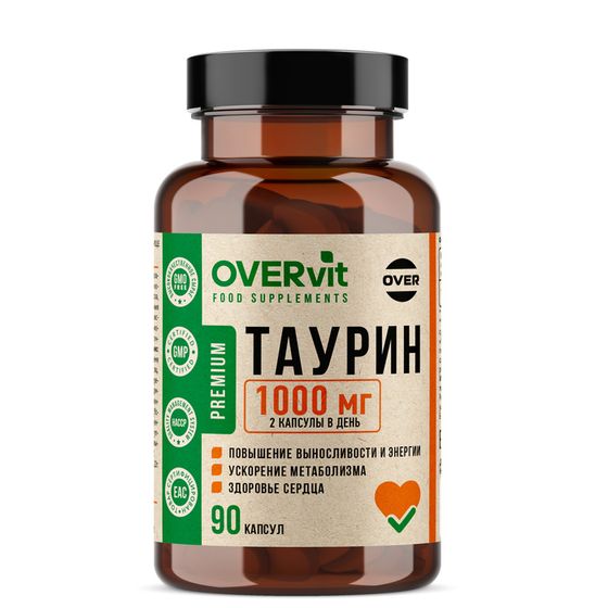 Таурин OVERvit, 90 капсул