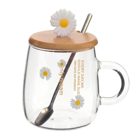 Кружка с крышкой и ложкой, 470 мл, L12,5 W9 H13 см, 4в.