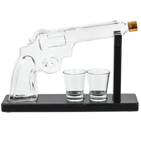 Графин "Пистолет" 330 мл с 2-мя стопками 40 мл, L28 W7 H19 см