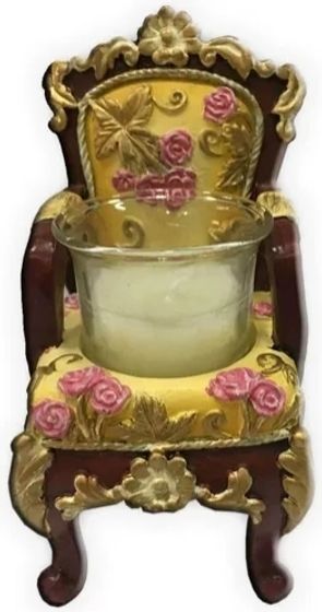 !09 Подсвечник декоративный со свечой "Трон" желтый