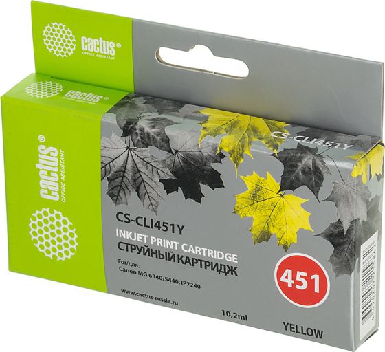 Картридж струйный Cactus CS-CLI451Y желтый (10.2мл) для Canon MG6340/5440/IP7240