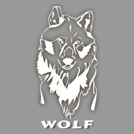 Наклейка &quot;WOLF&quot;, плоттер, белый, 40 х 20 см