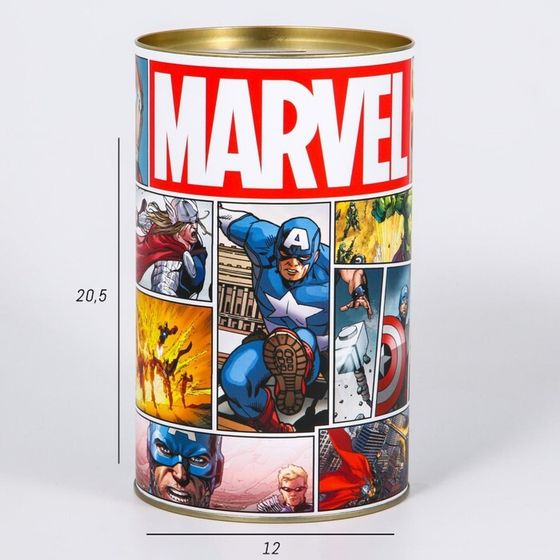 Копилка металлическая, 20,5 см х 12 см х 12 см, XXL &quot;MARVEL&quot;, Мстители