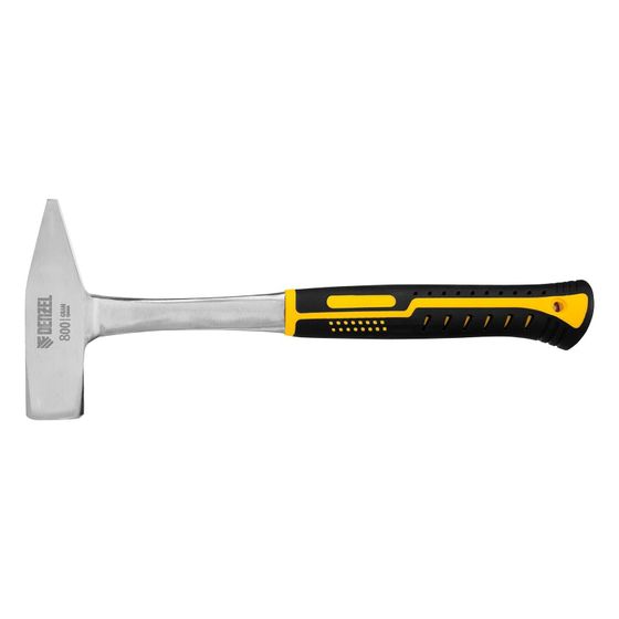 !09 Молоток слесарный Denzel 10405, цельнометаллический, двухкомпонентная рукоятка, 800 г