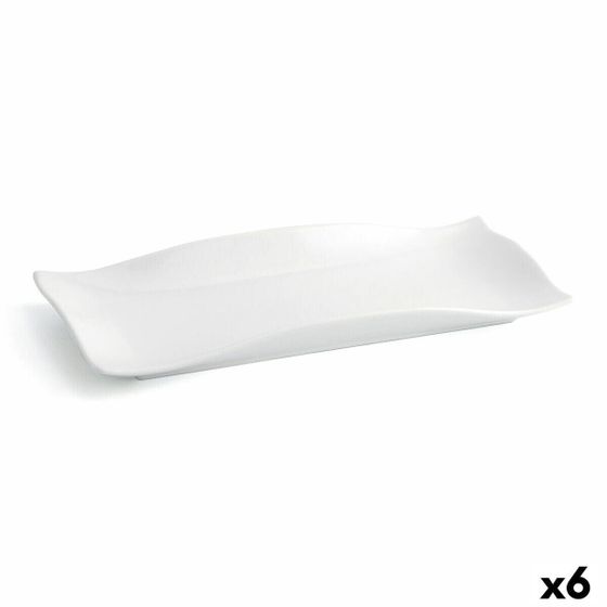 Плоская тарелка Quid Gastro Fun 29,5 x 11 x 3 cm Керамика Белый (6 штук)