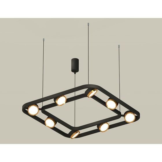 Комплект подвесного поворотного светильника Ambrella light, Traditional DIY, XB9182102, 8хGX53, цвет чёрный песок, золото желтое полированное