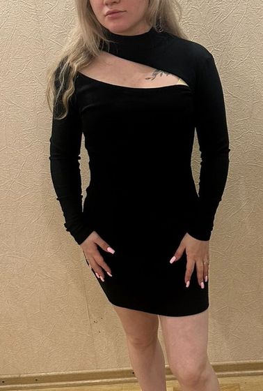 !09 Платье STORE (лапша) c вырезом плотное размер М цвет черный