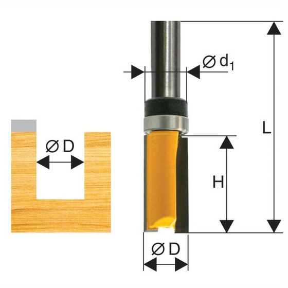 Фреза кромочная ЭНКОР 10534, прямая, по дереву, d = 8 мм, 12.7 х 26 мм